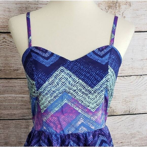 American Eagle Outfitters Women's Chevron Sweetheart Sundress Blue Size 0 - Picture 3 of 4